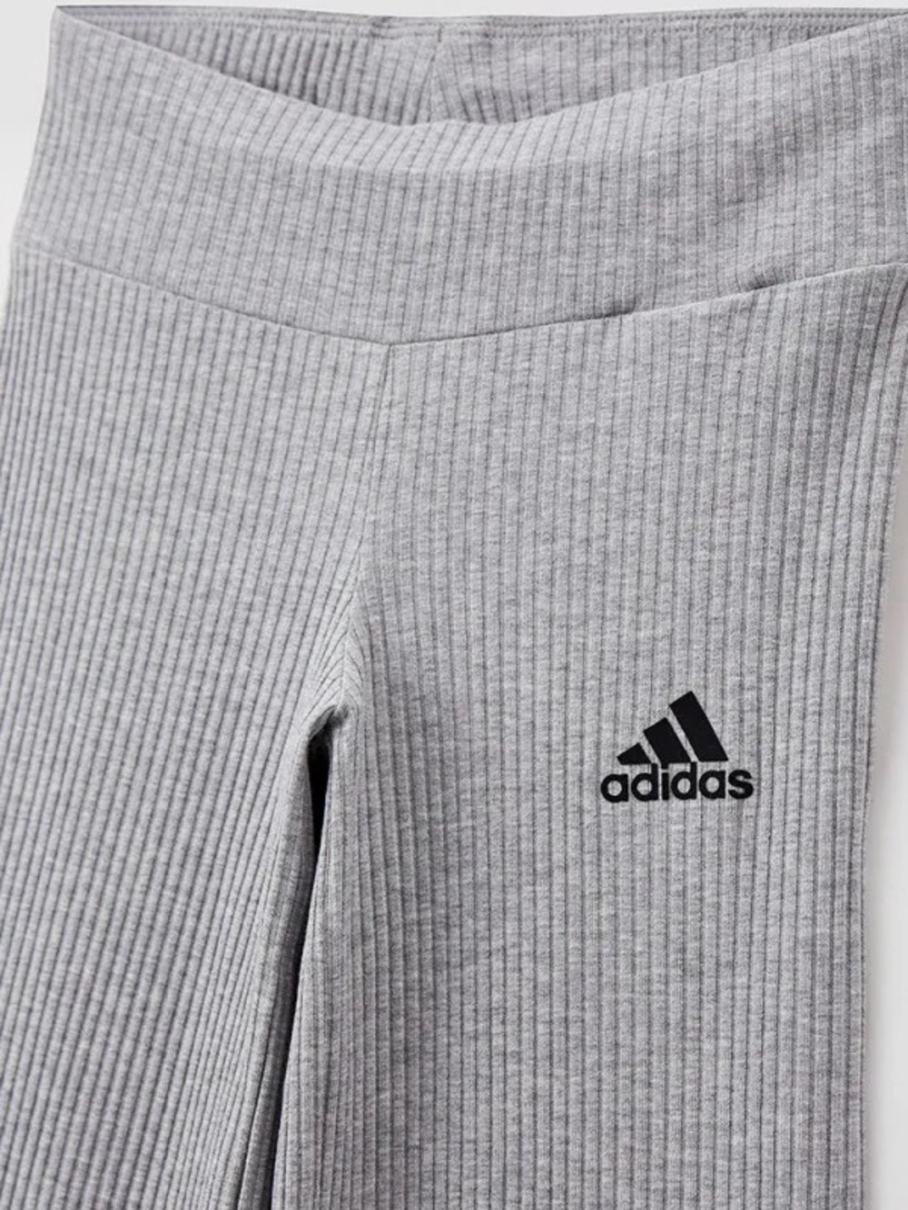 adidas Light Gray Ribbed Flare Leggings - Picture 3 of 9